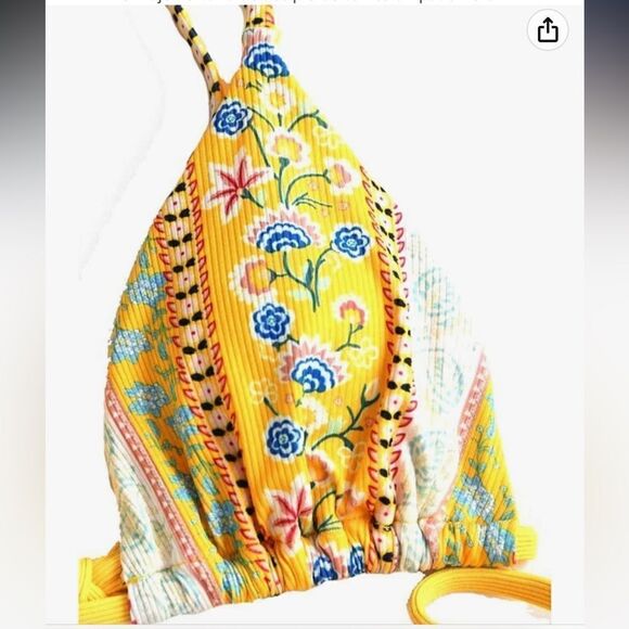 NWT Yellow Floral Print String Bikini - Juniors Large - Picture 3 of 16